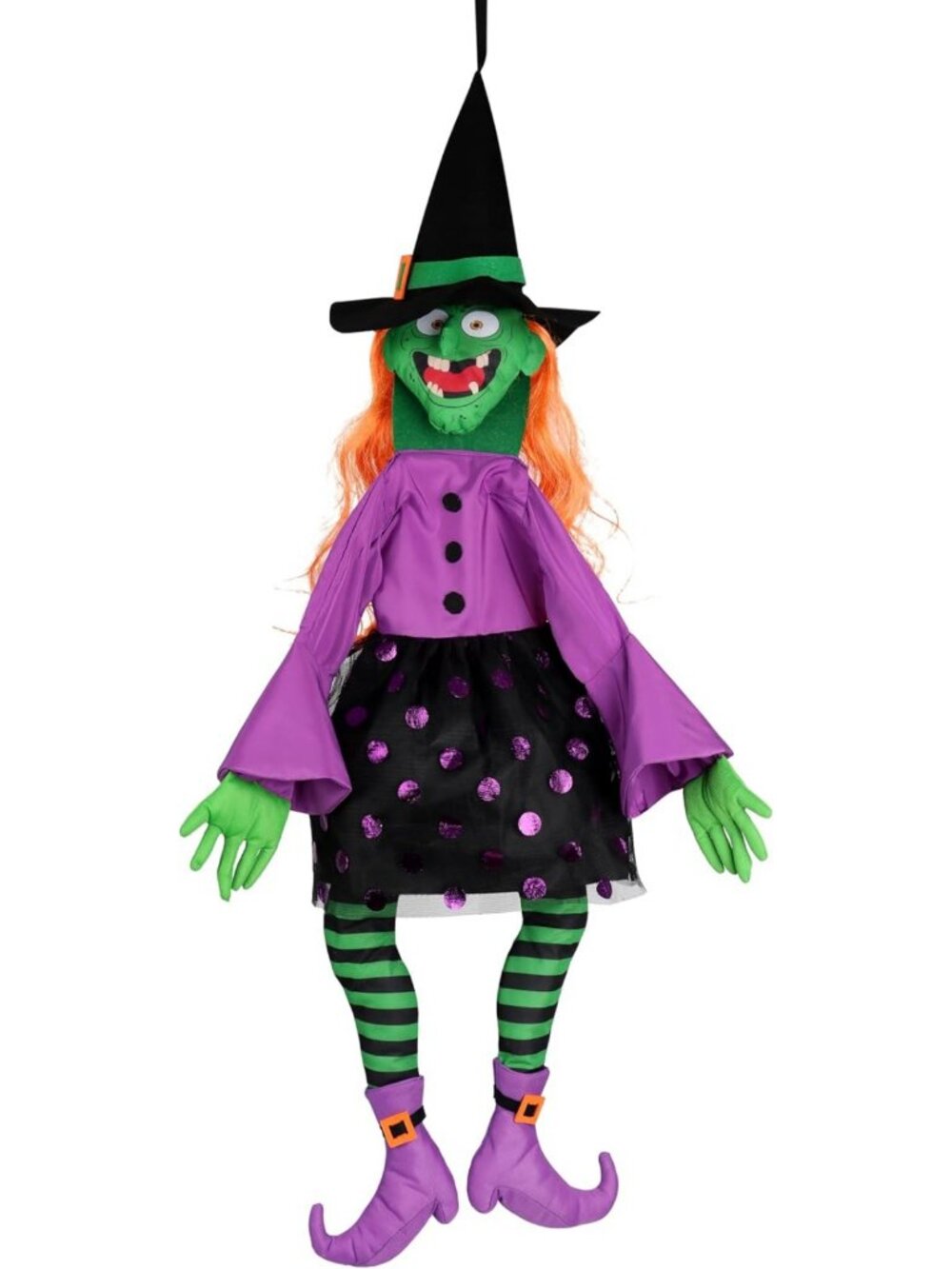 35" Halloween Witch Windsock - Spooky Hanging Decoration for Outdoor & Indoor